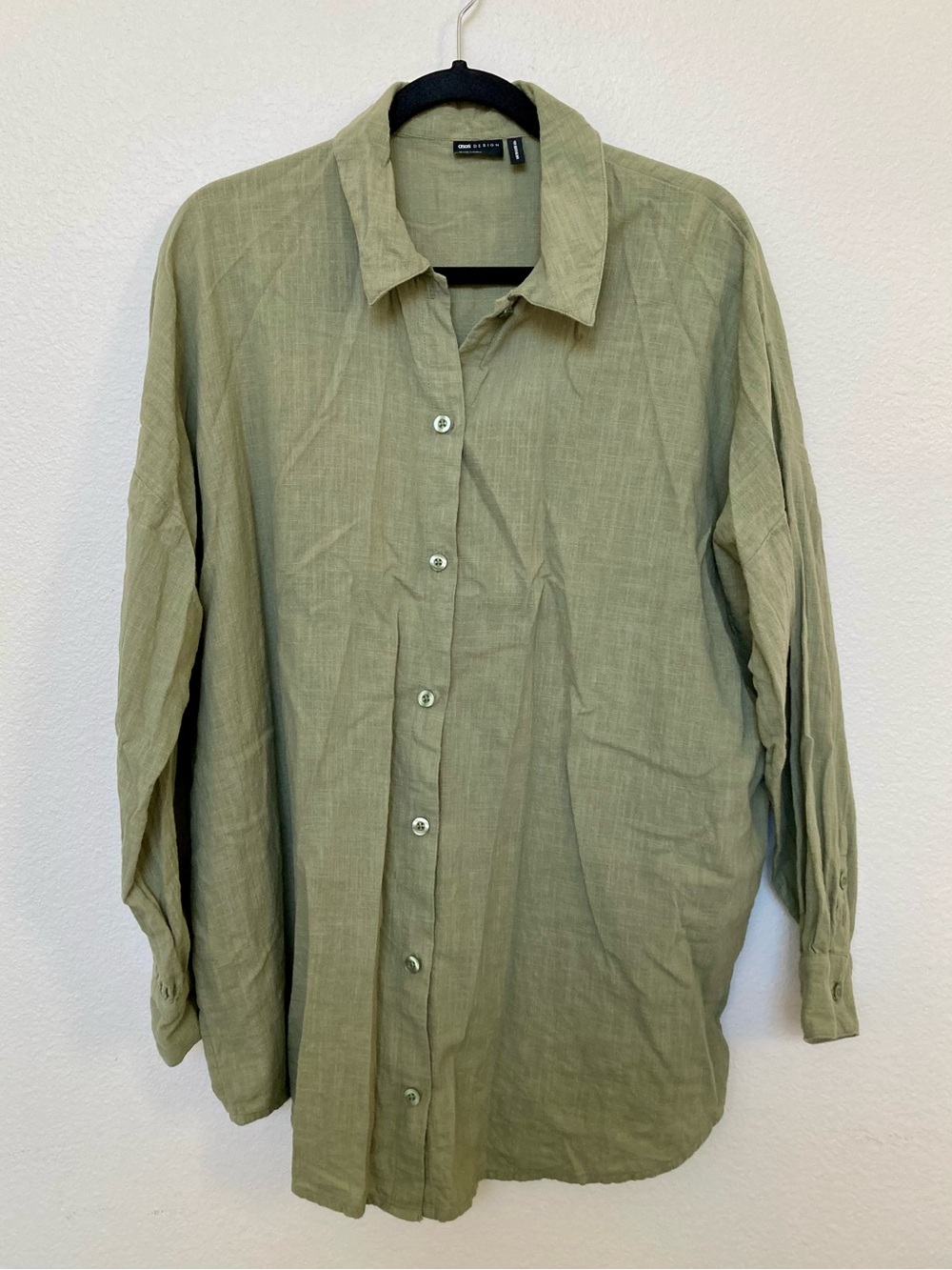 ASOS Design Sage Green Oversized Button Up Shirt